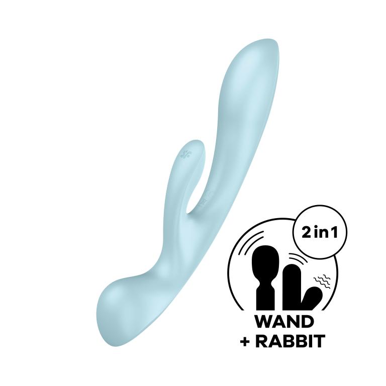 Гибкий вибратор-кролик 2 в 1 Satisfyer Triple Oh, голубой_1