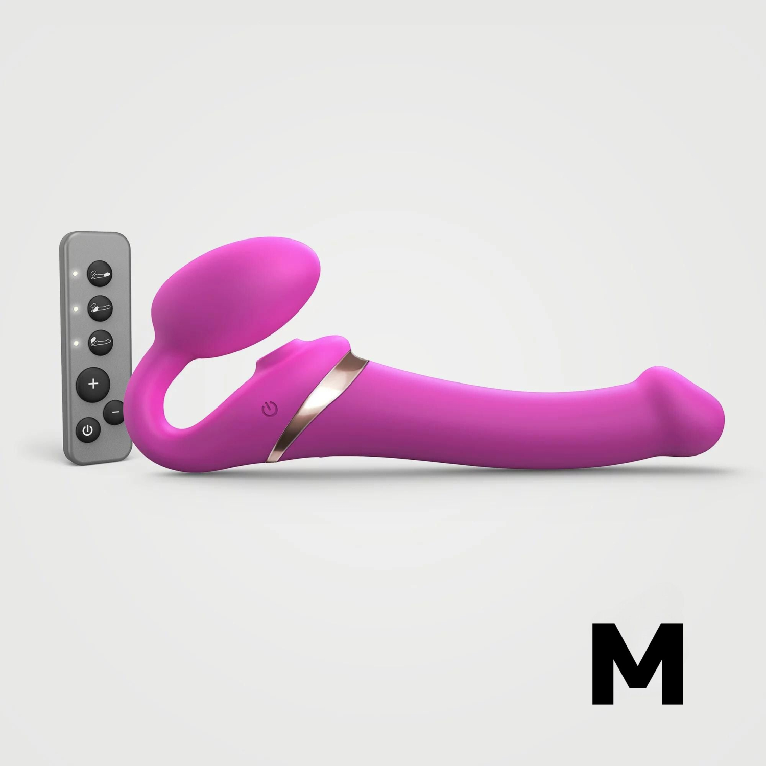 Гибкий страпон Strap-on-me MULTI ORGASM с имитацией оральных ласк и вибрацией, фуксия, M_9 Гибкий страпон Strap-on-me MULTI ORGASM с имитацией оральных ласк и вибрацией, фуксия, M_9
