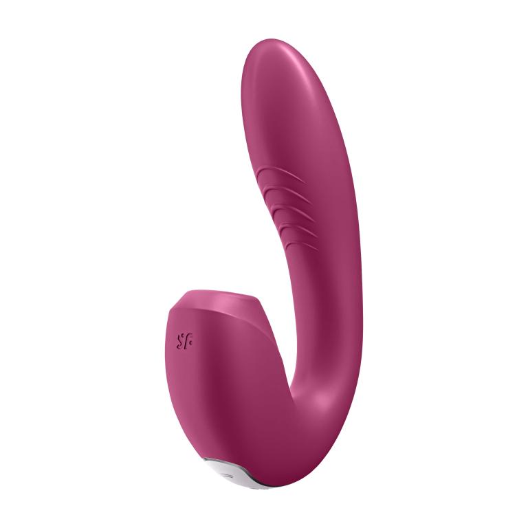 Вибратор с вакуумным стимулятором Satisfyer Sunray с фиксацией формы, ягодный_3