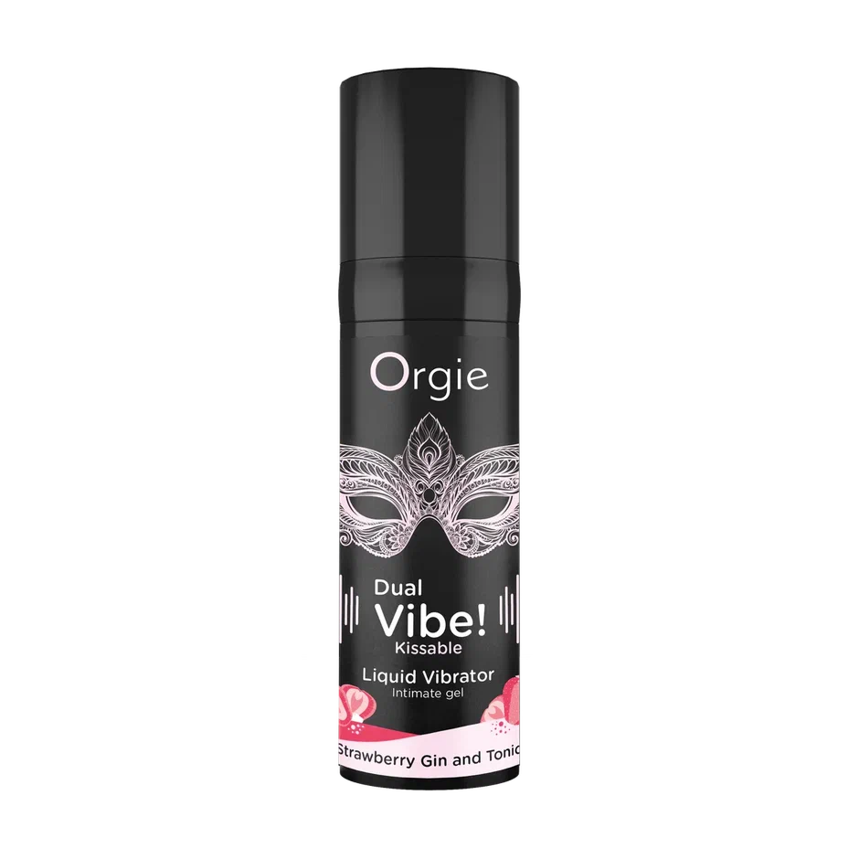 Съедобный гель с вибрацией Orgie DUAL VIBE! со вкусом коктейля STRAWBERRY GIN AND TONIC 15мл_5
