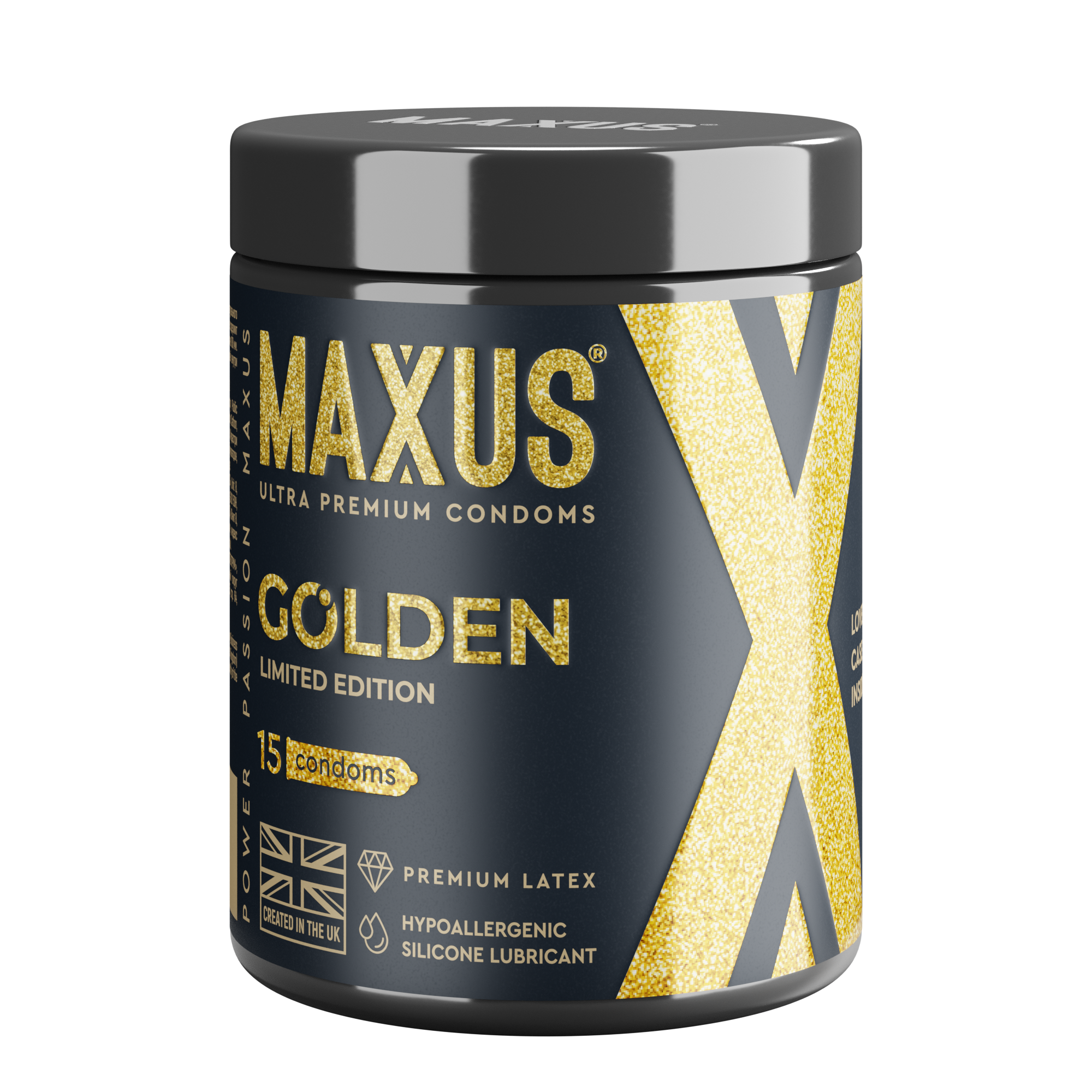 Презервативы MAXUS Golden Limited Edition в железном кейсе, золотые, 15 шт._1