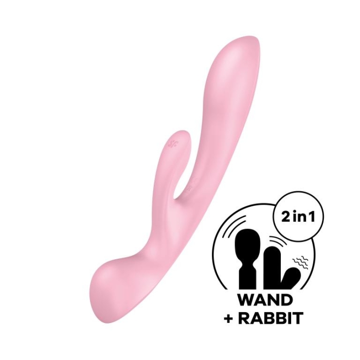 Гибкий вибратор-кролик 2 в 1 Satisfyer Triple Oh, розовый_1