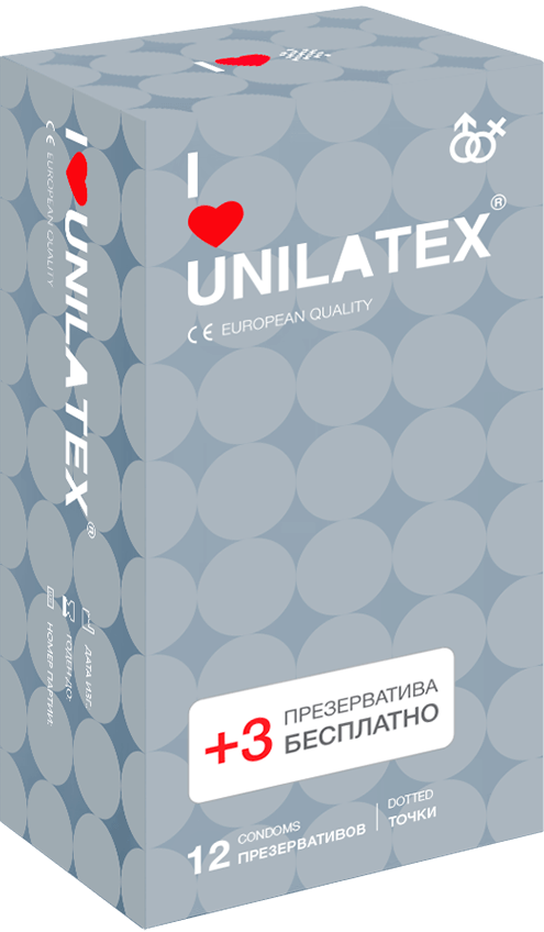 Презервативы точечные Unilatex Dotted 12+3 шт_1