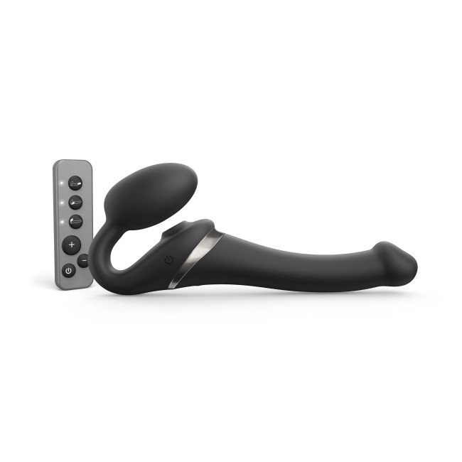 Гибкий страпон Strap-on-me MULTI ORGASM с имитацией оральных ласк и вибрацией, черный, S_1 Гибкий страпон Strap-on-me MULTI ORGASM с имитацией оральных ласк и вибрацией, черный, S_1