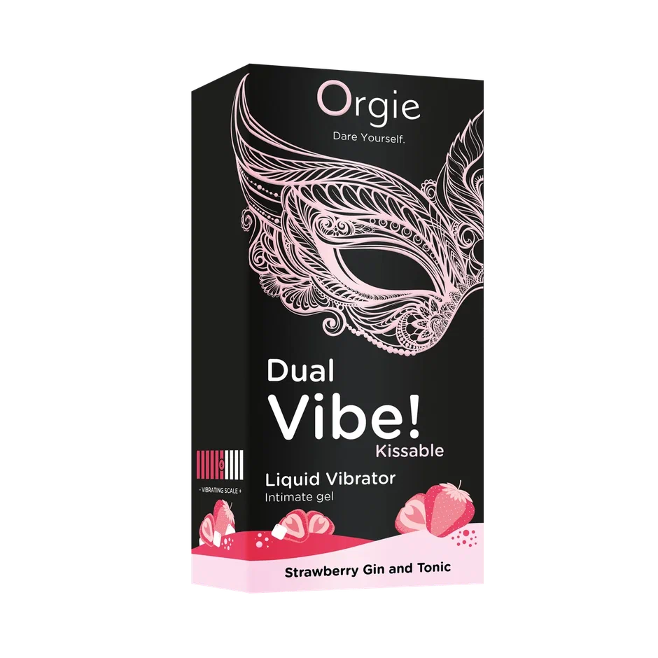 Съедобный гель с вибрацией Orgie DUAL VIBE! со вкусом коктейля STRAWBERRY GIN AND TONIC 15мл_2
