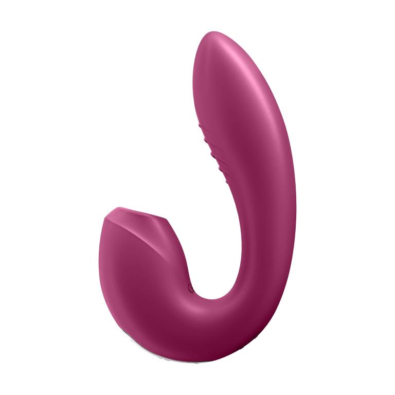 Вибратор с вакуумным стимулятором Satisfyer Sunray с фиксацией формы, ягодный_4