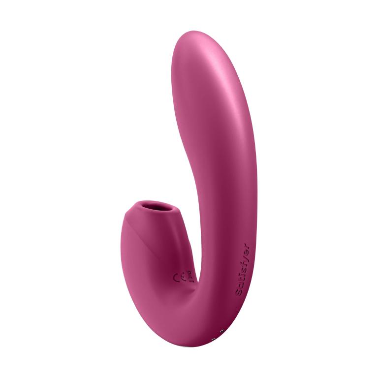 Вибратор с вакуумным стимулятором Satisfyer Sunray с фиксацией формы, ягодный_2