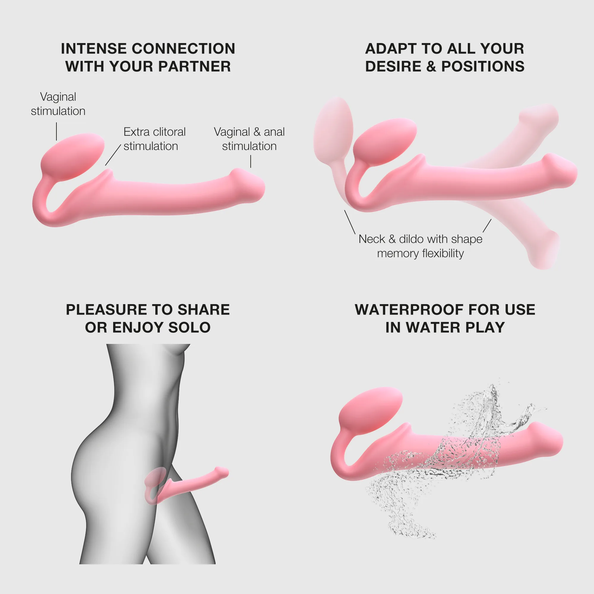 Гибкий страпон Strap-on-me Semi-Realiste BENDABLE ROSE, M_8 Гибкий страпон Strap-on-me Semi-Realiste BENDABLE ROSE, M_8