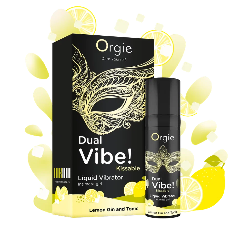 Съедобный гель с вибрацией Orgie DUAL VIBE! со вкусом коктейля LEMON GIN AND TONIC 15мл_1