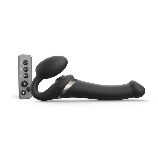 Гибкий страпон Strap-on-me MULTI ORGASM с имитацией оральных ласк и вибрацией, черный, M_1 Гибкий страпон Strap-on-me MULTI ORGASM с имитацией оральных ласк и вибрацией, черный, M_1