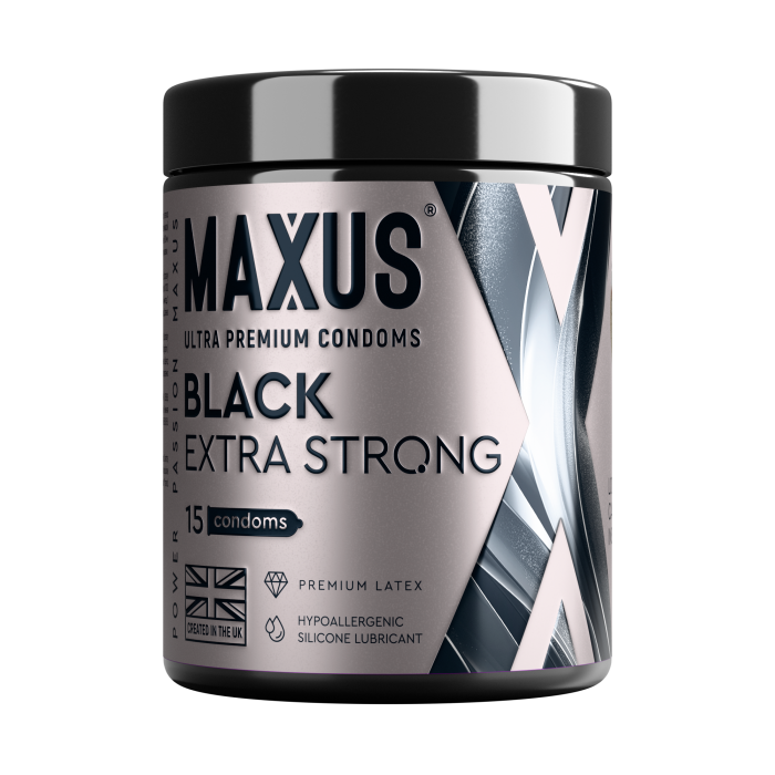 Презервативы MAXUS Extra Strong №15 с железным кейсом, черные, утолщенные, 15 шт_1