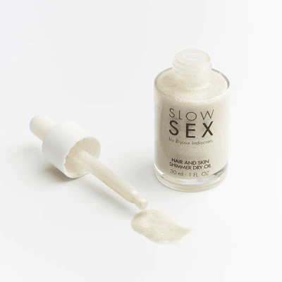 Масло для тела и волос с шиммером Bijoux Indiscrets Hair and Skin Shimmer Dry Oil - SLOW SEX, 30 мл_4 Масло для тела и волос с шиммером Bijoux Indiscrets Hair and Skin Shimmer Dry Oil - SLOW SEX, 30 мл_4