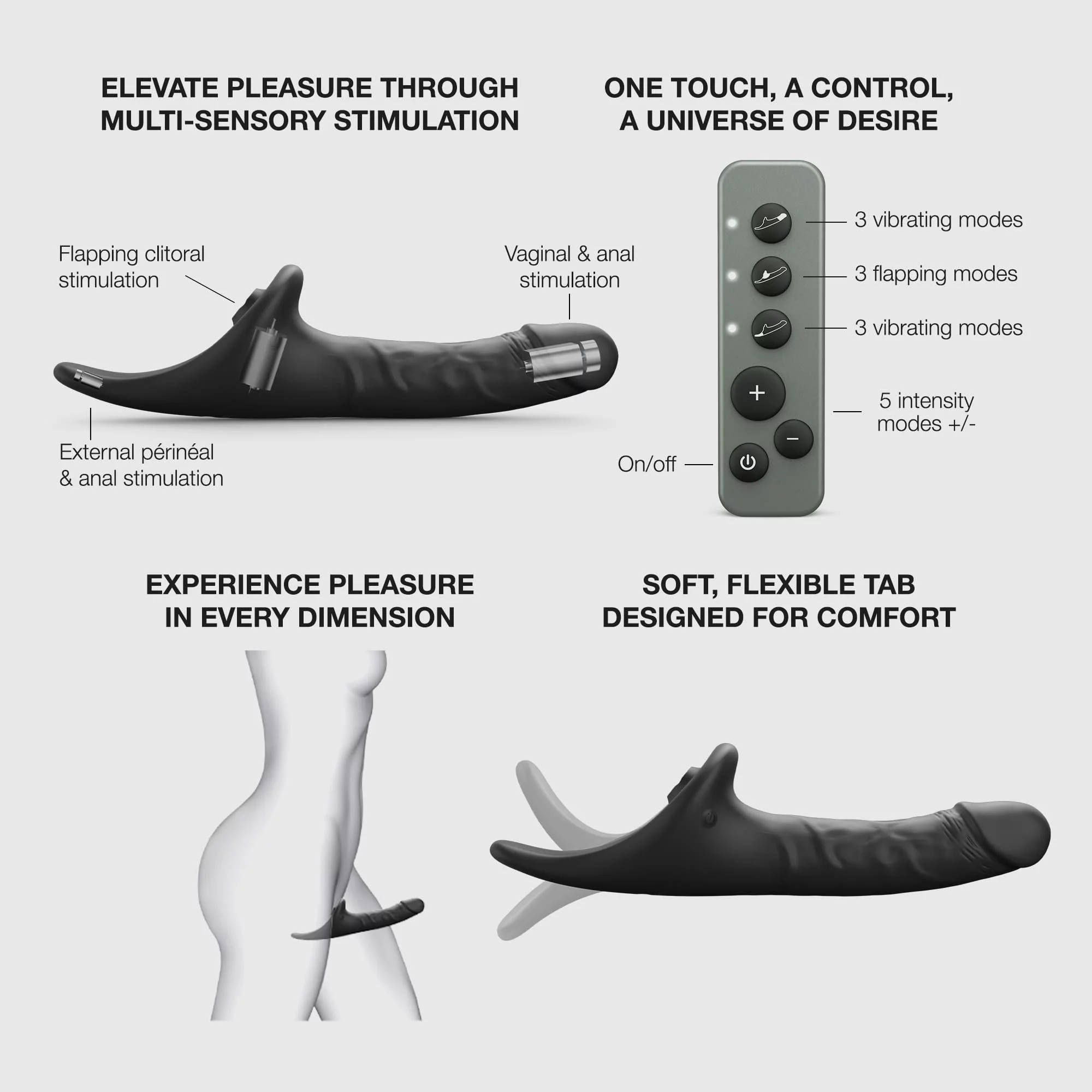 Фаллоимитатор Strap-on-me MULTI ORGASM REALISTIC c клиторальной стимуляцией и вибрацией, M, черный_4