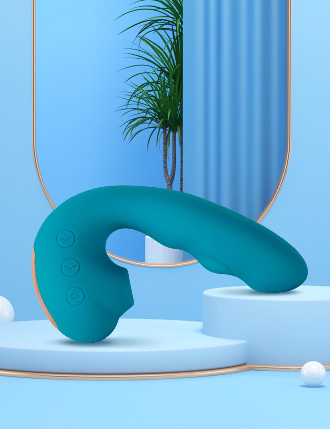 Вакуумный вибростимулятор BeYourLover Tara с постукиванием, голубой_1