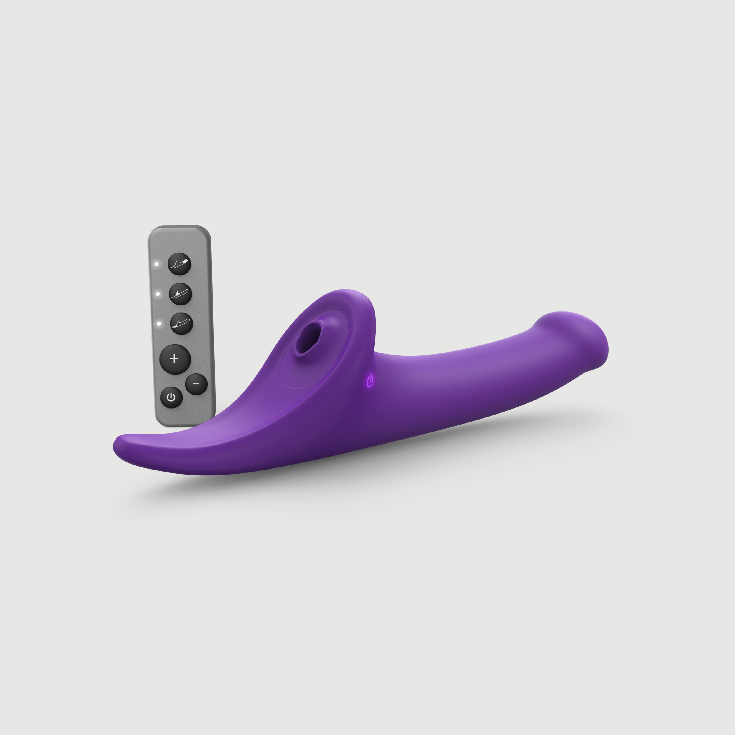 Фаллоимитатор Strap-on-me MULTI ORGASM DILDO c клиторальной стимуляцией и вибрацией, L, фиолетовый_1
