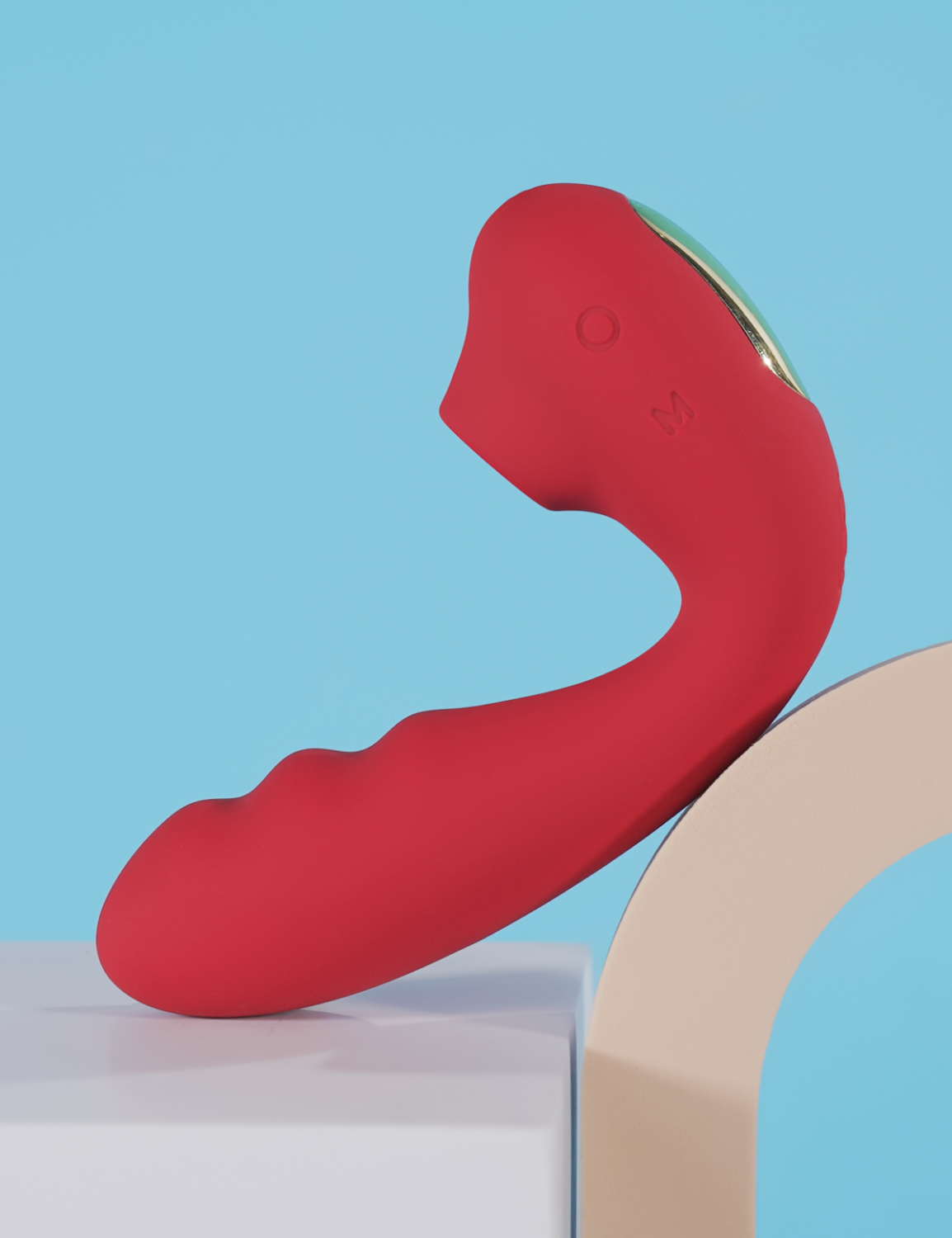 Вакуумный вибростимулятор BeYourLover Tara с функцией нагрева, красный_4