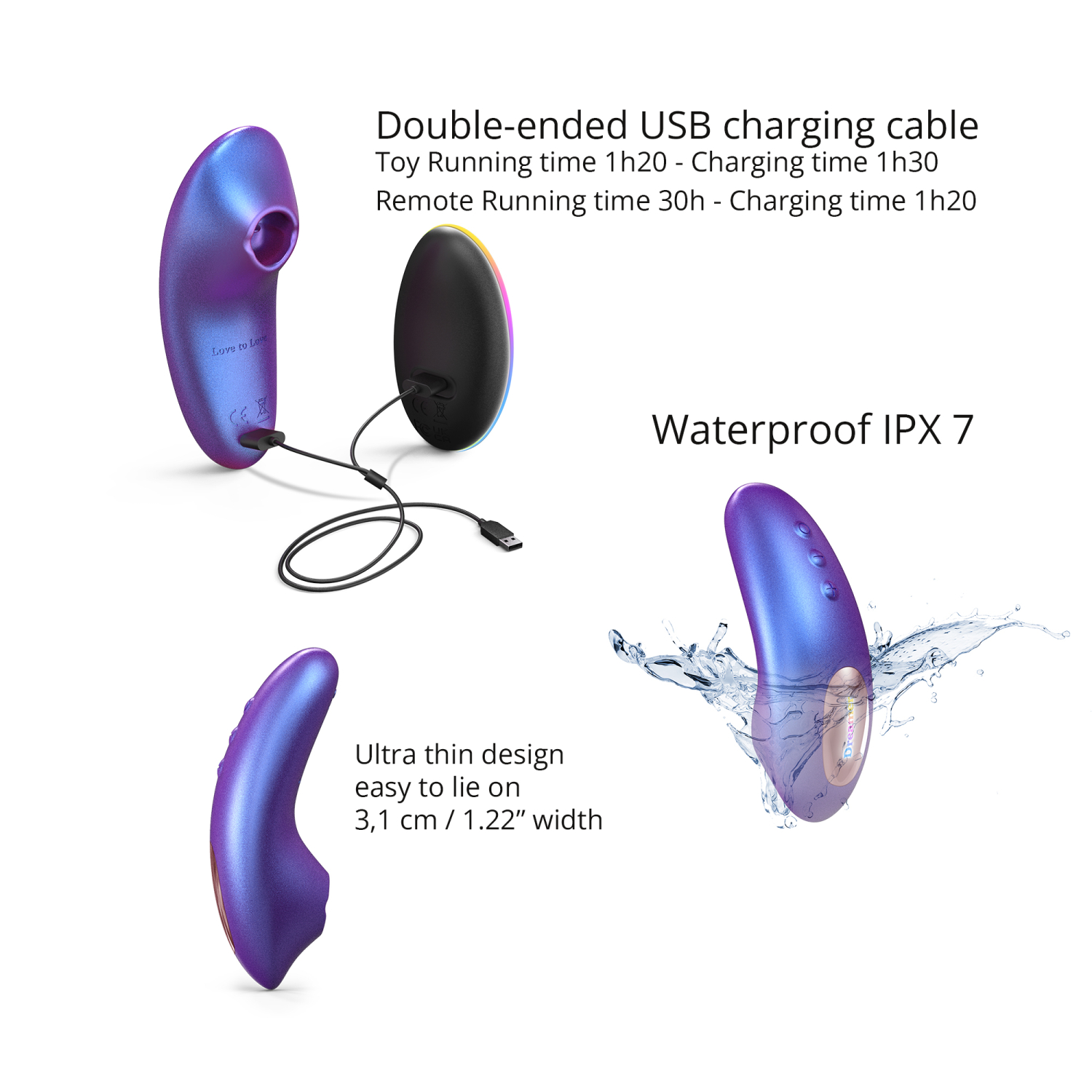 Стимулятор клитора с язычком Love to Love DREAMER - IRIDESCENT NIGHT_3