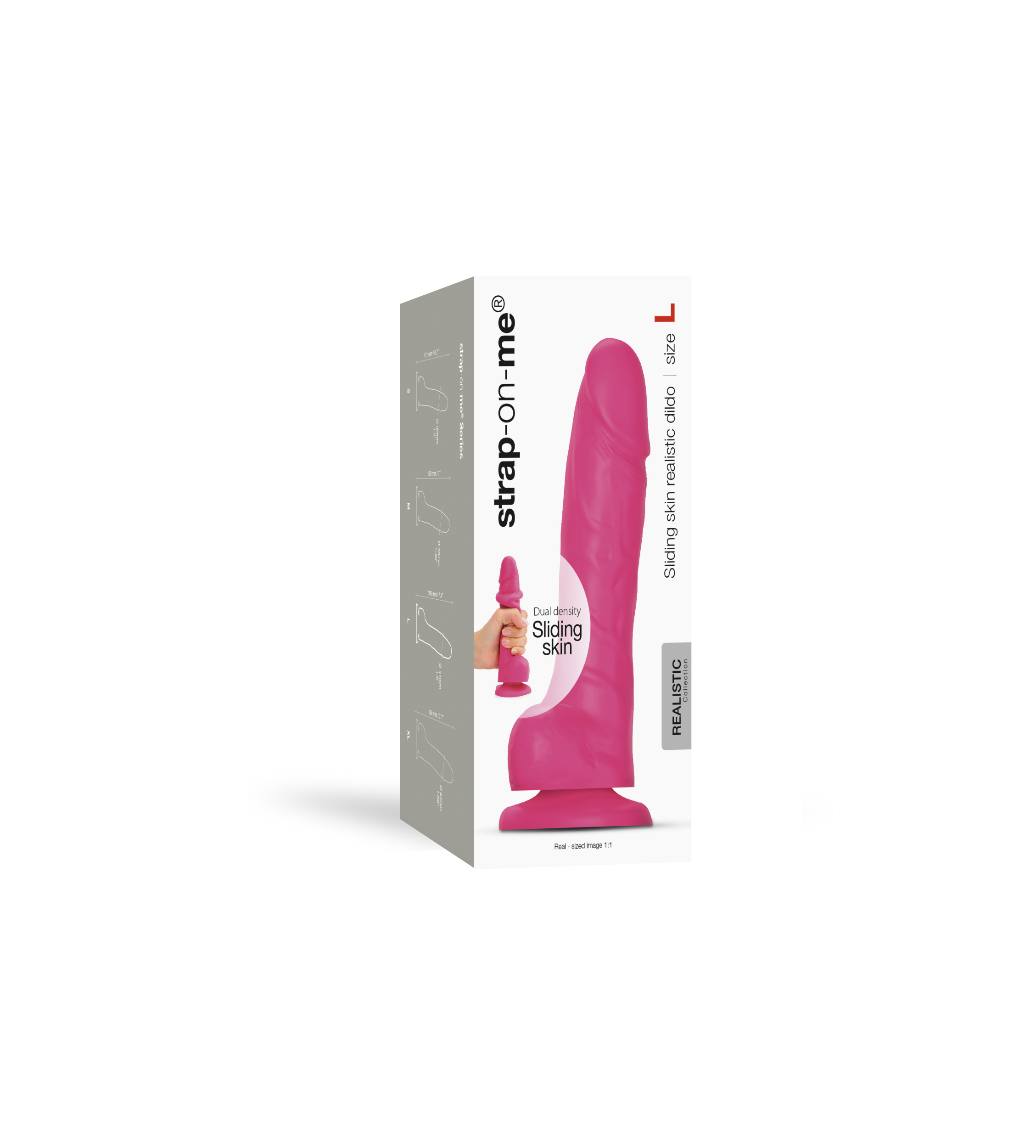 Фаллоимитатор Strap-On-Me Realistic Dildo с подвижной кожей, фуксия L, 19 см_3