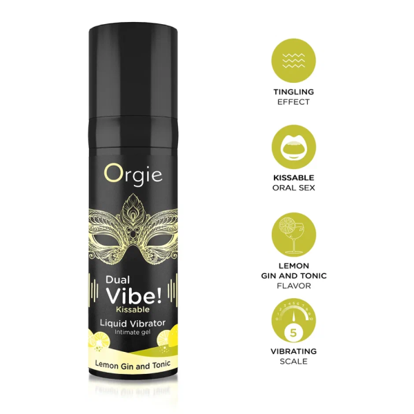 Съедобный гель с вибрацией Orgie DUAL VIBE! со вкусом коктейля LEMON GIN AND TONIC 15мл_4